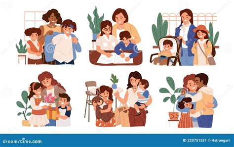 Mothers Take Care of Their Kids Stock Vector - Illustration of mother ...