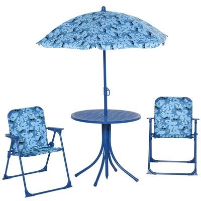Outsunny Kids Folding Picnic Table And Chair Set Shark Pattern Outdoor Garden Patio Backyard ...