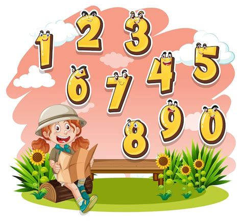 Free Vector | Counting number 0 to 9 and math symbols