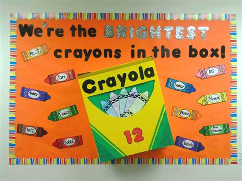 this is my version of the crayon box bulletin board. I got a 100% on it for my General Teaching ...