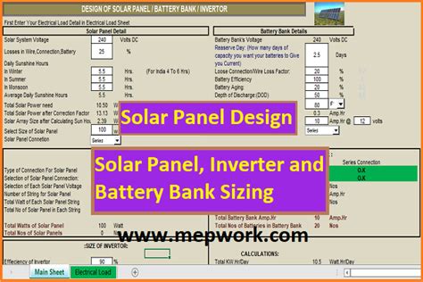 Download Solar Panel Size Excel Calculator (XLS) | Solar panel battery ...