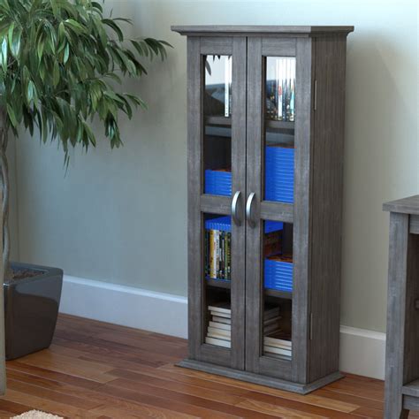 Kirkwell 41 Inch Wood DVD Media Storage Tower in Ash Grey