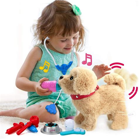 Visland Electronic Interactive Dog Pet Toy, Walking Barking Singing,7 Inches Plush Golden ...