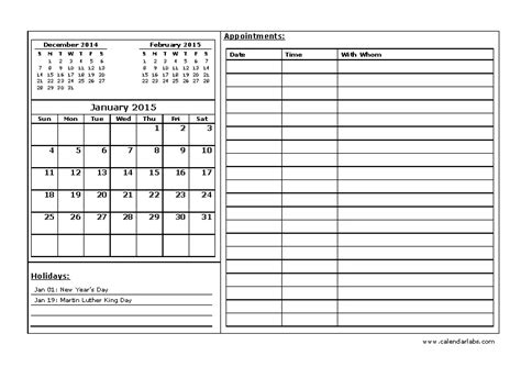 Month Appointment Calendar Template - PDFSimpli