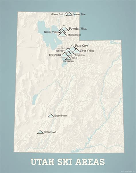 Utah Ski Resorts Map 11x14 Print - Best Maps Ever