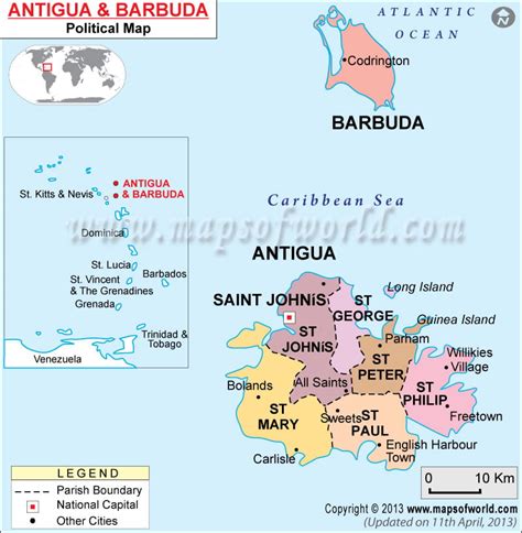 Detailed Map of Antigua and Barbuda