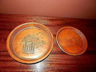 ANTIQUE JAPANESE Lathe Turned & Hand Carved, Matching Set, Beautiful Wood Bowls $105.00 - PicClick