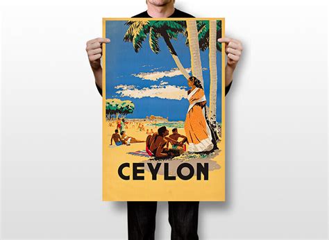 Ceylon Beaches Sea Travel Original Vintage Wall Art Home Decor - POSTER ...