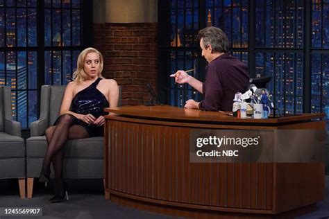 Actress Aubrey Plaza during an interview with host Seth Meyers on... News Photo - Getty Images