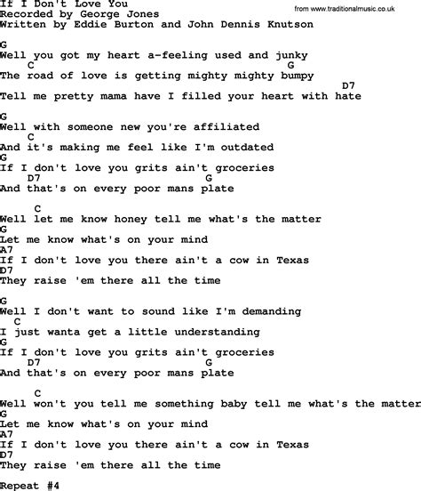 If I Don't Love You by George Jones - Counrty song lyrics and chords