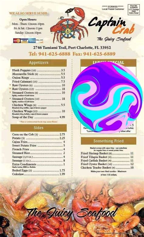 Menu of Captain Crab Seafood and Sushi in Port Charlotte, FL 33952