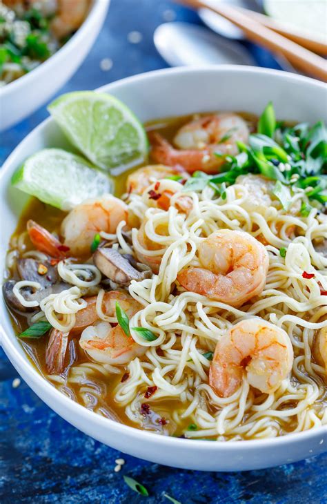 Sriracha Shrimp Ramen Noodle Soup - Peas and Crayons