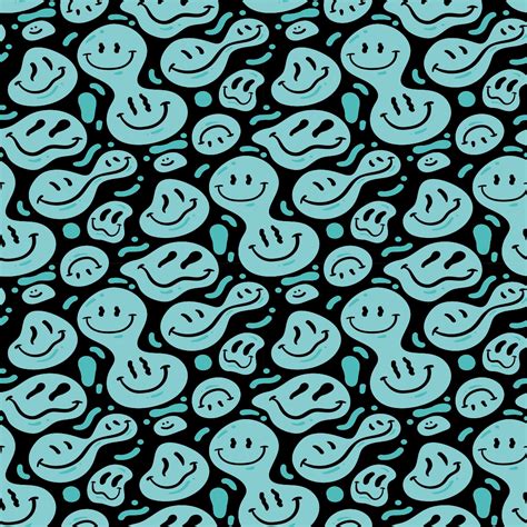 Black and blue distorted smile emoticons home canvas wall art - TenStickers
