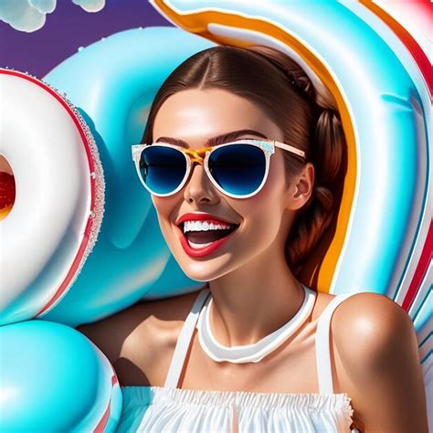 Premium AI Image | Young beautiful smiling woman in sunglasses