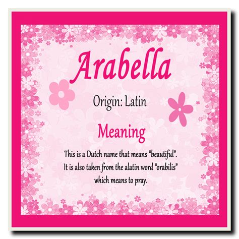 Arabella Personalised Name Meaning Coaster - The Card Zoo