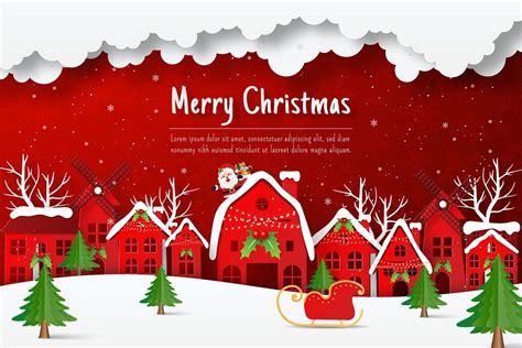 Santa Claus coming the village to give a present in Christmas day 3686764 Vector Art at Vecteezy