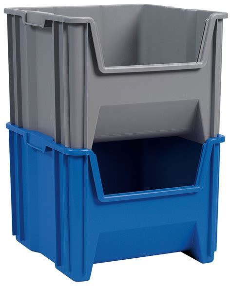 AKRO-MILS Stacking Bin, Blue, 12 1/2 inH x 17 1/2 inL x 16 1/2 inW, 1EA - 4HY45|13018BLUE - Grainger