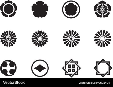 Japanese mon symbols Royalty Free Vector Image