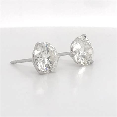 Diamond Stud Earrings 3.78 Carat J SI1-SI2 18 Karat White Gold at ...