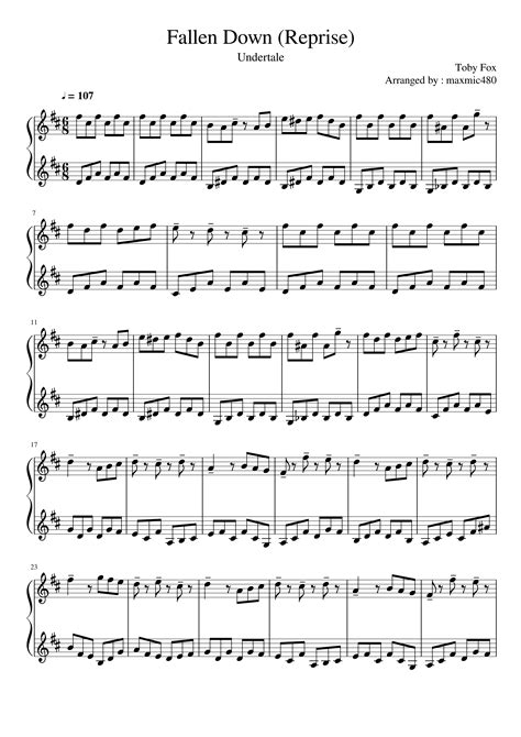 Fallen Down (reprise) – Undertale Sheet Music 41D