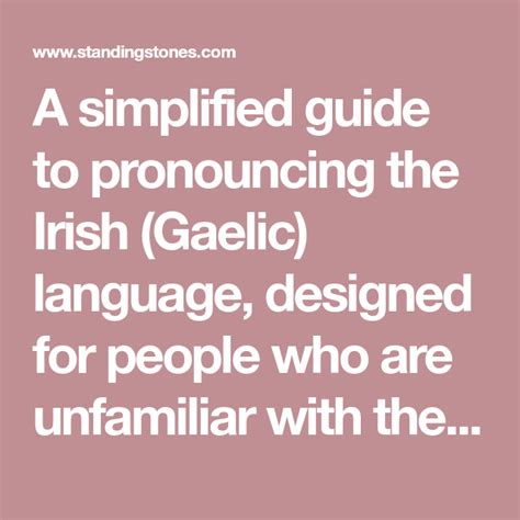 A simplified guide to pronouncing the Irish (Gaelic) language, designed ...