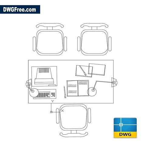 Office furniture 2D DWG - Download Autocad Blocks Model.