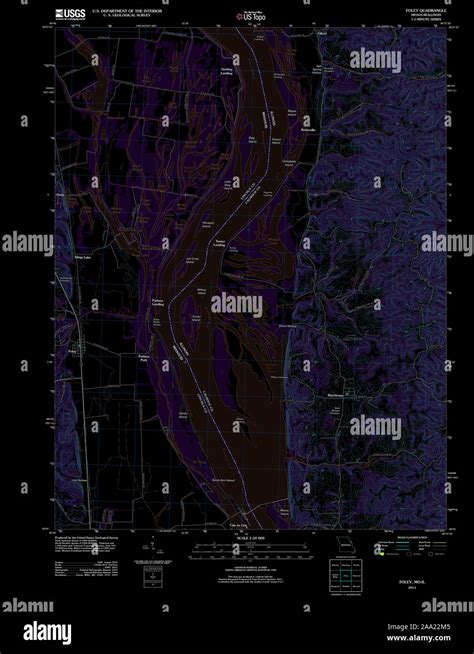 USGS TOPO Map Missouri MO Foley 20111214 TM Inverted Restoration Stock Photo - Alamy