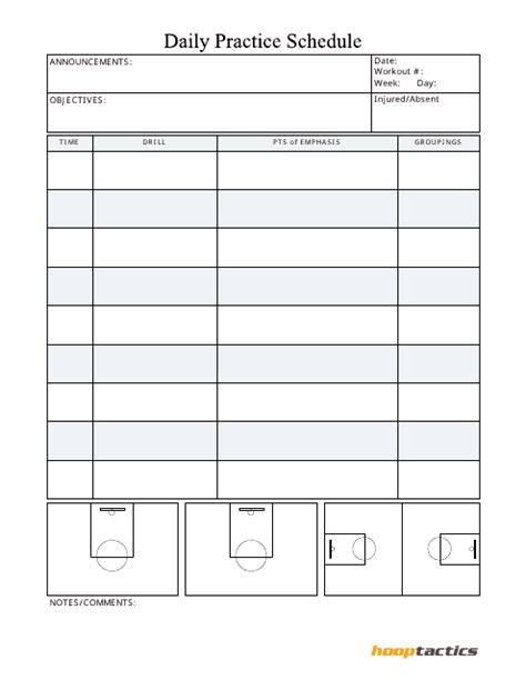 Basketball Daily Practice Schedule Template - Hooptactics Download ...