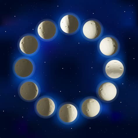 3D render Moon phases. Realistic night space astronomy and nature moon ...