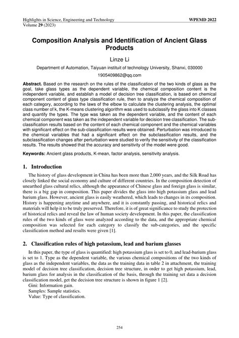 (PDF) Composition Analysis and Identification of Ancient Glass Products