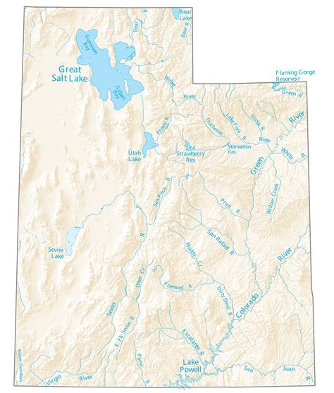 Utah Lakes and Rivers Map - GIS Geography