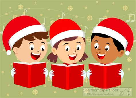 Children Singing Christmas Songs With Santa Hat Royalty Free SVG, Cliparts, Vectors, And Stock ...