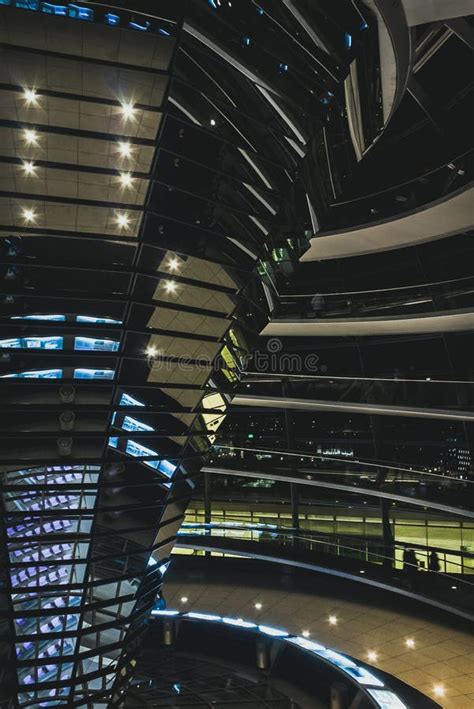 Inside in Reichstag Dome at Night. Travel and Tourism in Berlin Concept ...