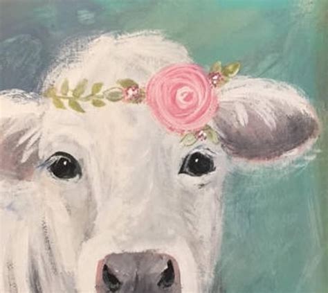 Handpainted Cow With Flowers Acrylic Painting Farmhouse - Etsy | Cow painting, Painting, Cow art