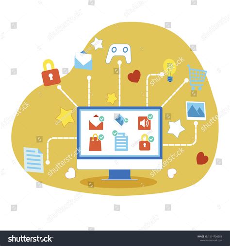 Cartoon Computer Monitor System Applications Social Stock Vector ...