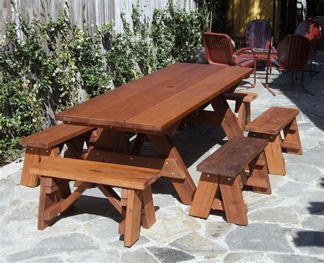 Picnic Table Plans Detached Benches PDF Woodworking