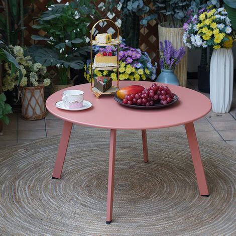 Grand Patio Round Coffee Table, Round Metal Side Table, Weather Resistant, Garden Table for ...
