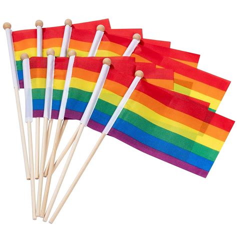 100 Pack Small Rainbow Mini Handheld Flags for Gay Pride Day, LGBTQ ...