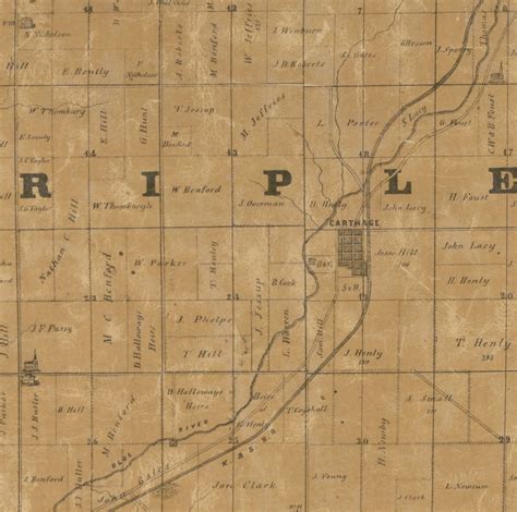 Rush County Indiana 1856 Old Wall Map Reprint With Landowner - Etsy