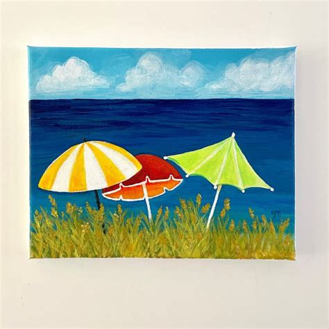 Beach Umbrellas painting 10x8 acrylic canvas wall art | Etsy in 2021 | Umbrella painting ...