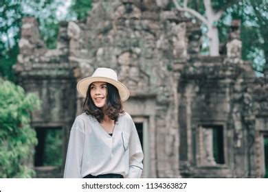 Young Woman Exploring Ancient Ruins Buddhist Stock Photo 1134363827 | Shutterstock