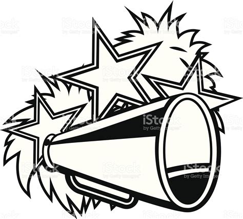 Black and white cheerleader pompoms and megaphone | Cheer posters, Cheerleading, Clip art