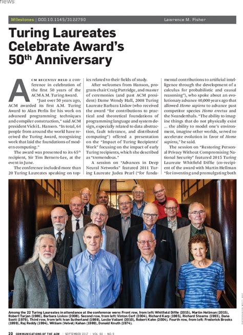 Turing laureates celebrate award's 50th anniversary | Communications of the ACM