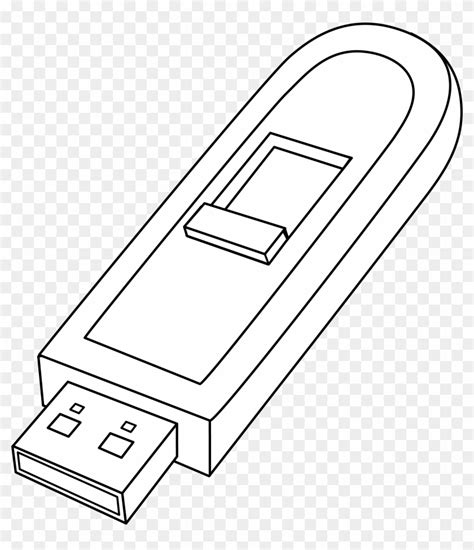 Usb Flash Clipart Outline - Pendrive Black And White, HD Png Download ...