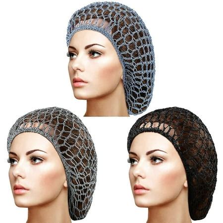 Lepai 3 Pieces Mesh Hair Net Soft Rayon Knit Snood Hat Sleeping Crochet Hairnet Long Hair Net ...