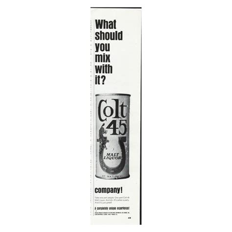 1966 Colt 45 Malt Liquor Vintage Ad "mix with it"