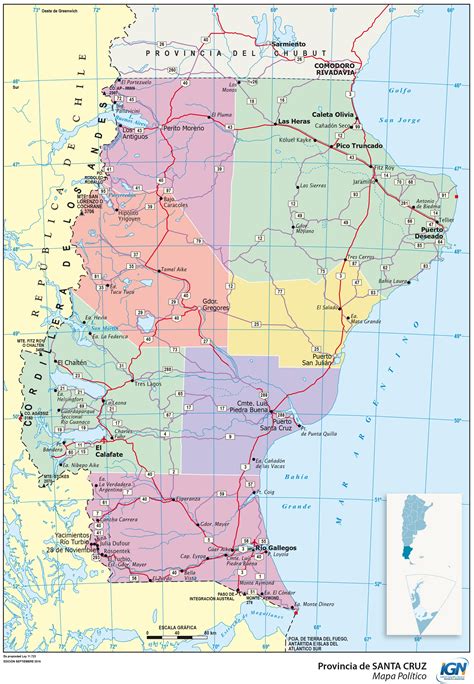 Map of the province of Santa Cruz and its departments - Full size | Gifex