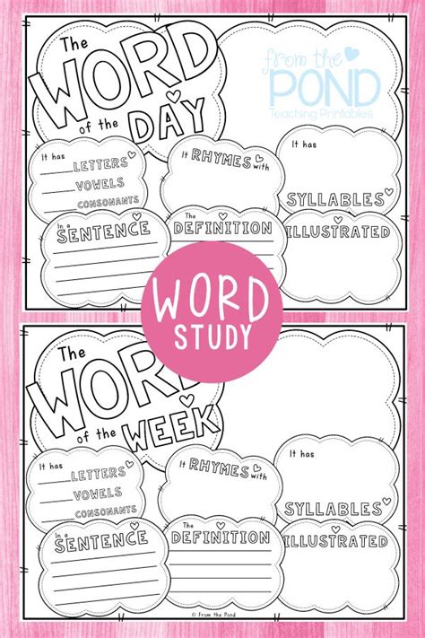 Word of the Day Poster Set + Worksheet