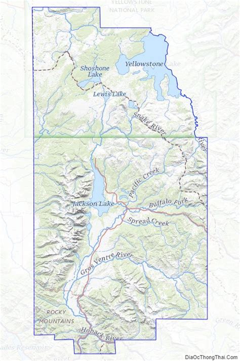 Map of Teton County, Wyoming - Thong Thai Real