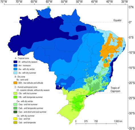 Climate classification for Brazil, according to the Köppen criteria ...